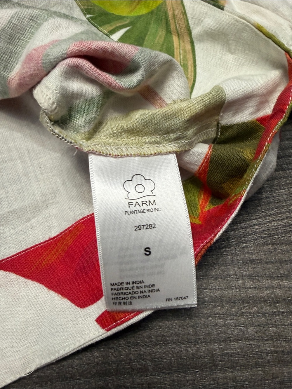 FARM Rio White Tropical Toucan one shoulder Blouse with Red & Green Leaves - Picture 5 of 7